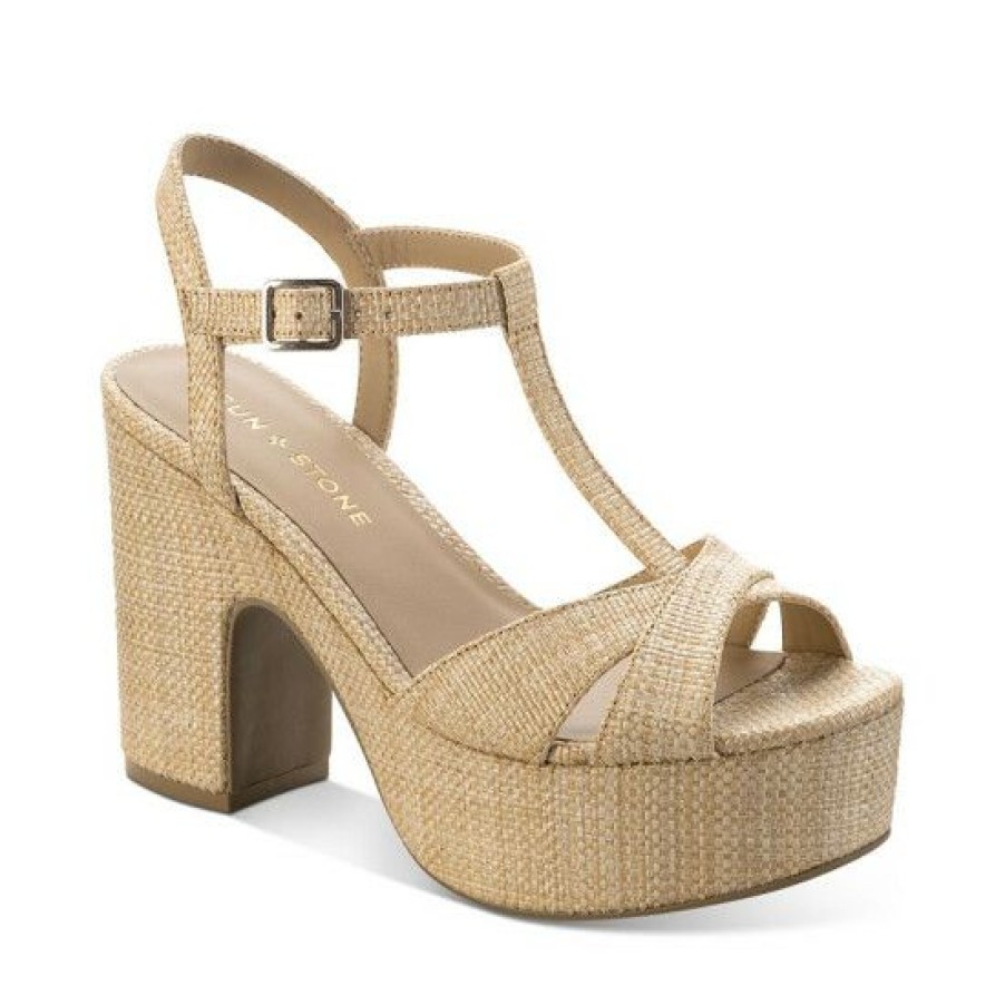 Shoes * | Promo Sun + Stone Jillien Dress Sandals, Created For Macy'S Nat Raffia