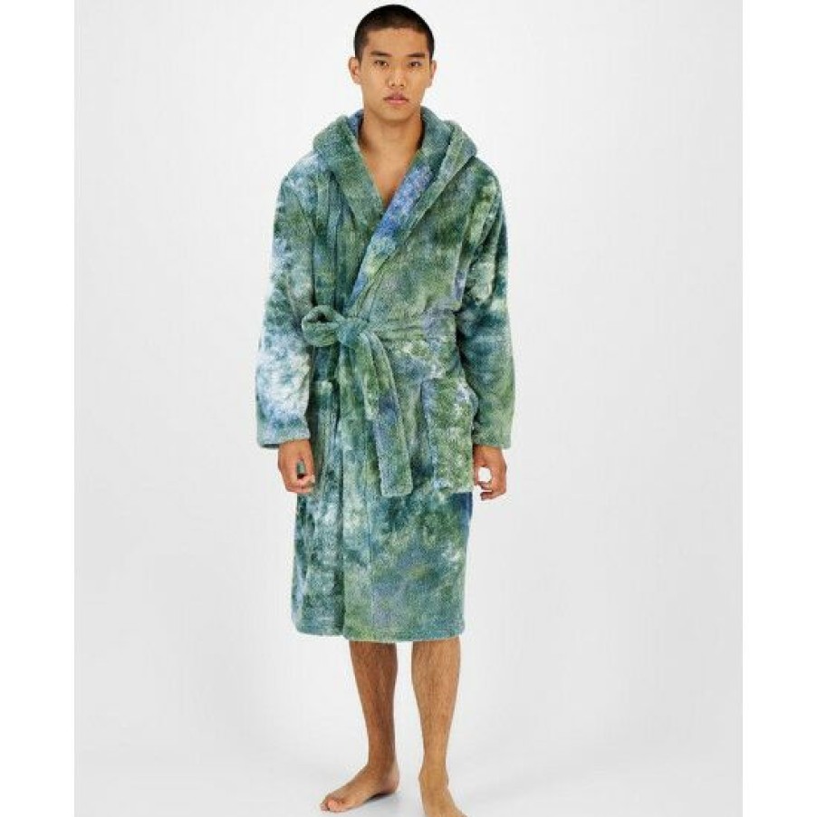 Men * | Cheap Sun + Stone Men'S Tie-Dyed Hooded Fleece Robe, Created For Macy'S Rain Wash Tofu