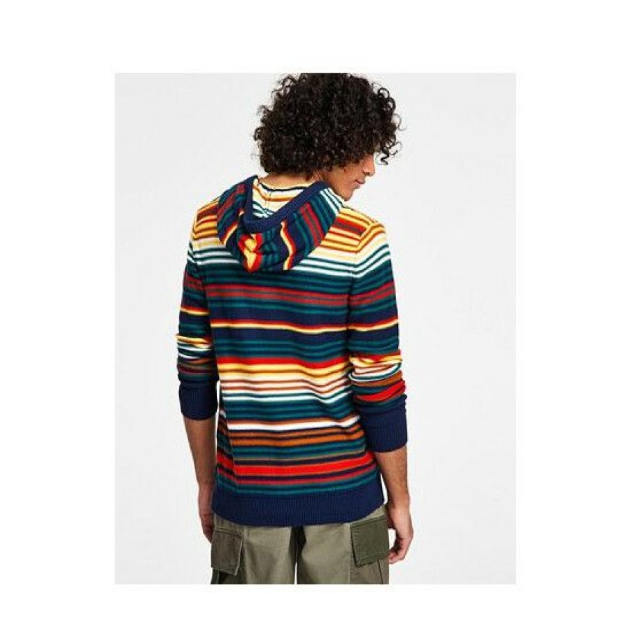 Men * | Best Pirce Sun + Stone Men'S Links Striped Hoodie, Created For Macy'S Pompador Blue