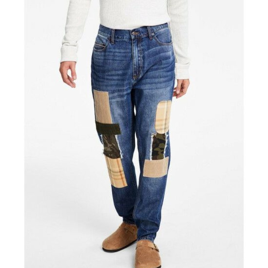 Men * | Best Sale Sun + Stone Men'S Steven Patched Jeans, Created For Macy'S Blue Crush