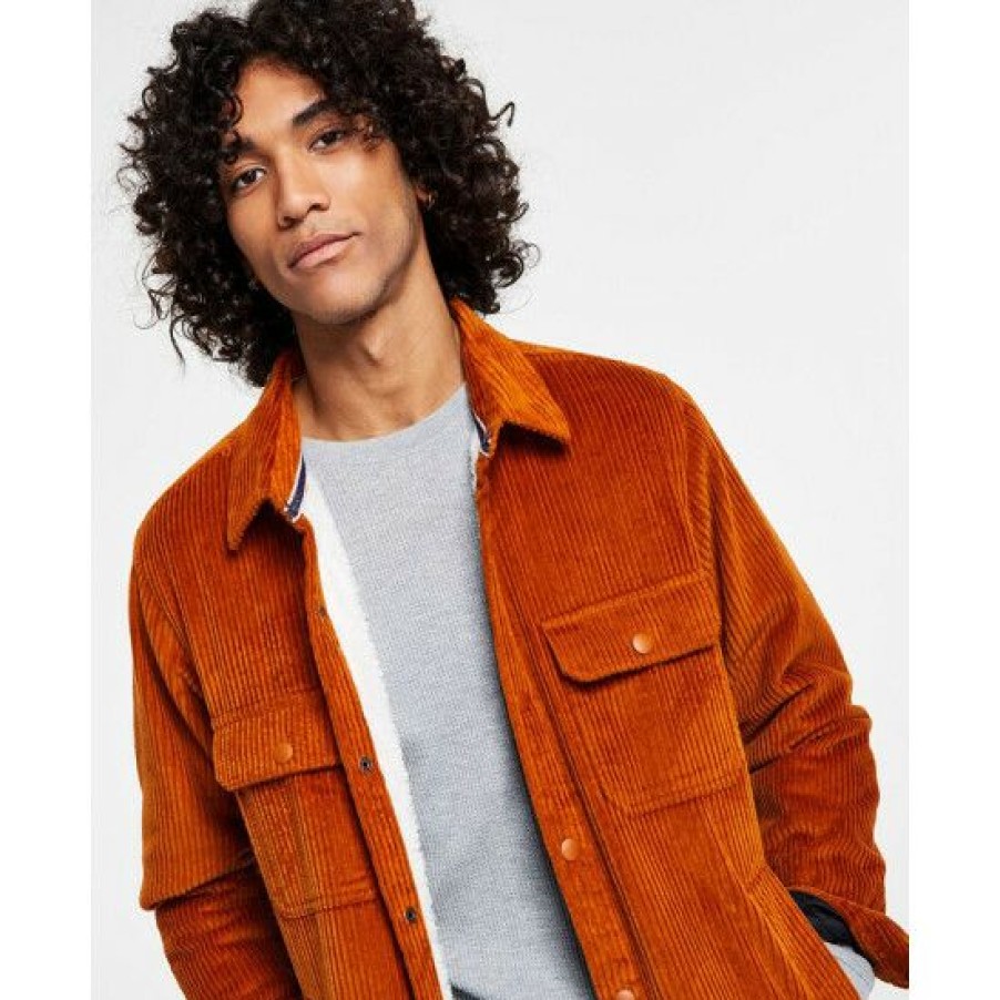 Men * | Buy Sun + Stone Men'S Nigel Regular-Fit Solid Fleece-Lined Corduroy Shirt Jacket, Created For Macy'S