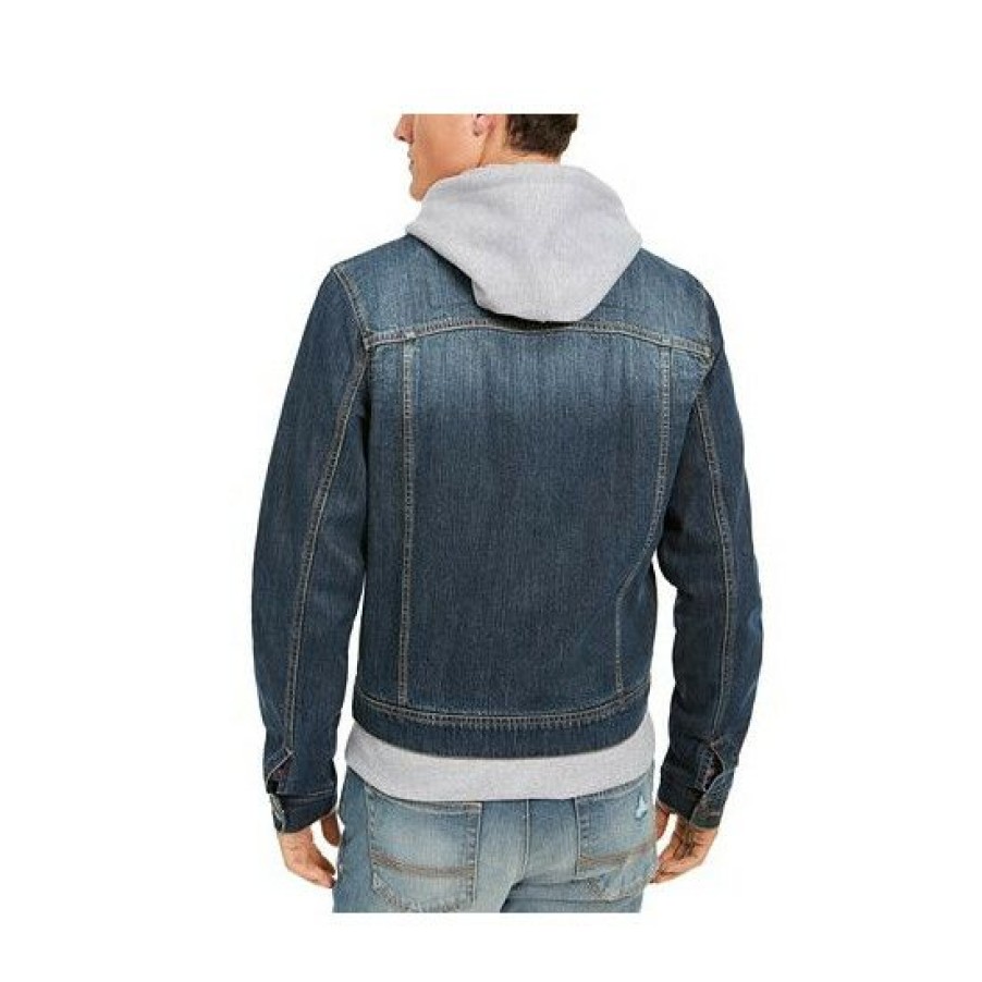 Men * | Cheap Sun + Stone Men'S Reeves Trucker Hooded Denim Jacket, Created For Macy'S Tsunami Wash