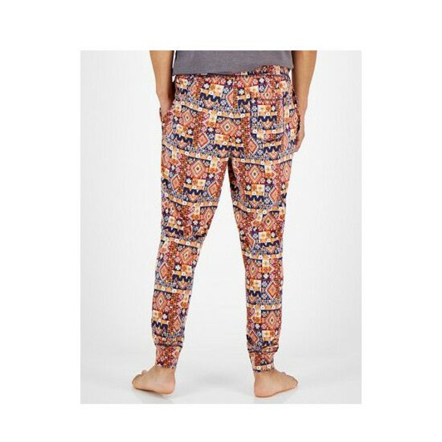 Men * | Top 10 Sun + Stone Men'S Southwest Geo-Print Pajama Joggers, Created For Macy'S Orange Navy