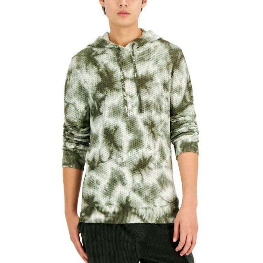 Men * | Top 10 Sun + Stone Men'S Tie Dye Hoodie Sweater, Created For Macy'S Winter Moss