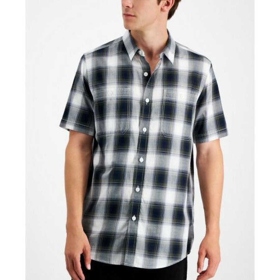 Men * | Deals Sun + Stone Men'S Devon Regular-Ft Plaid Twill Shirt, Created For Macy'S