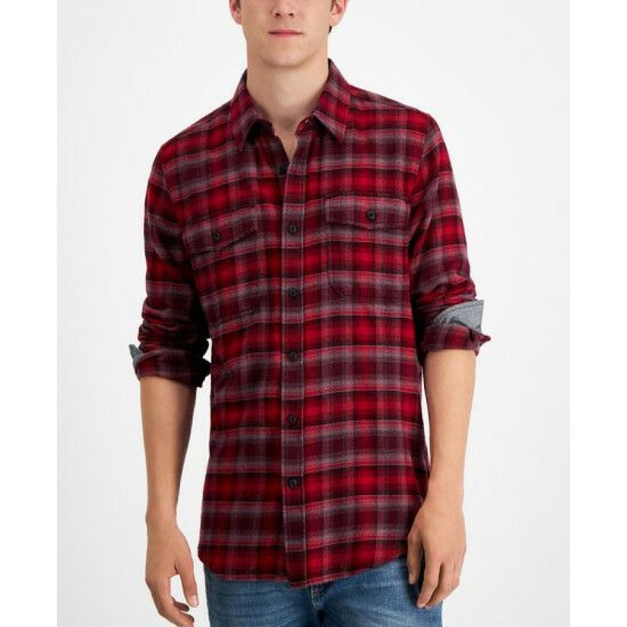 Men * | Deals Sun + Stone Men'S Plaid Flannel Shirt, Created For Macy'S