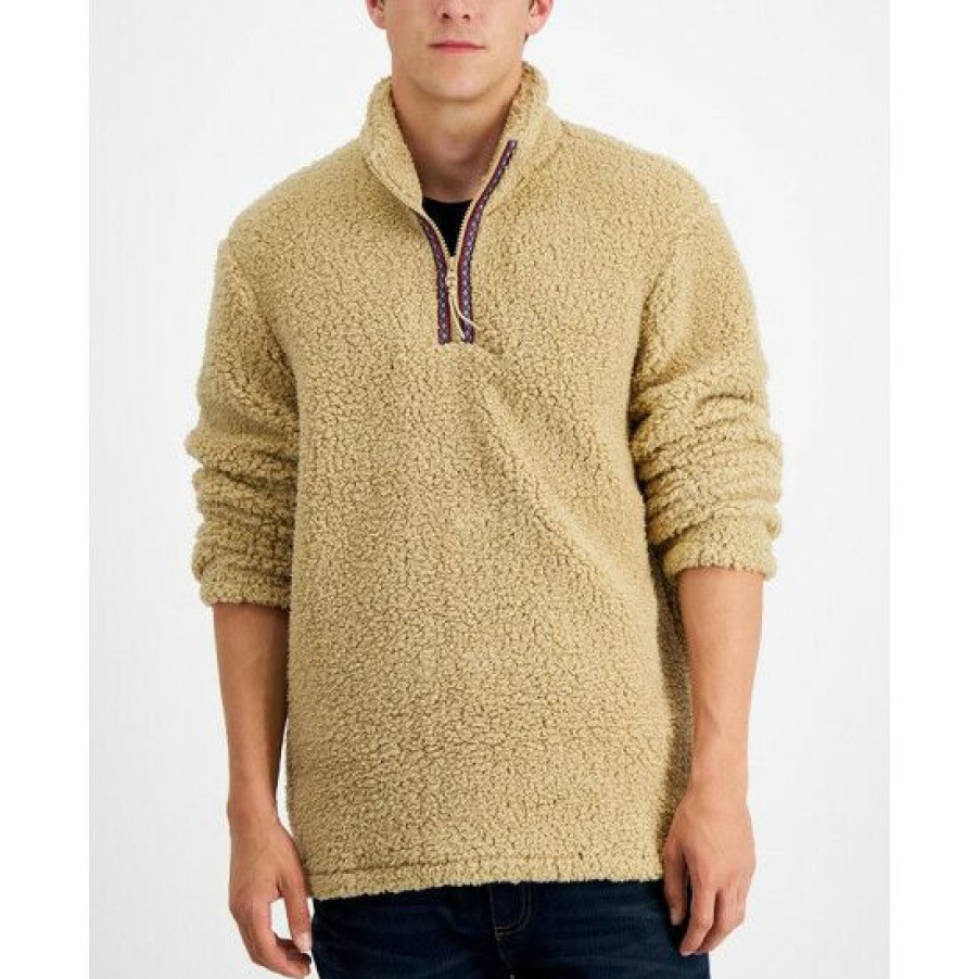 Men * | Cheap Sun + Stone Men'S Sherpa Quarter-Zip, Created For Macy'S