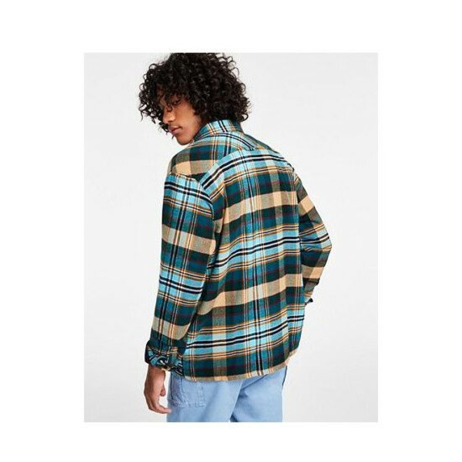 Men * | Hot Sale Sun + Stone Men'S Hardy Plaid Flannel Shirt Jacket, Created For Macy'S Sea Cave