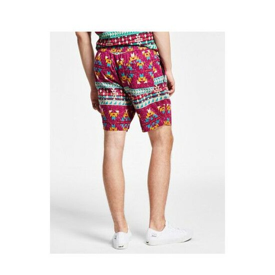 Men * | Promo Sun + Stone Men'S Malone Regular-Fit Textured Geo-Print Drawstring Linen Shorts, Created For Macy'S Combo A Wild Ch