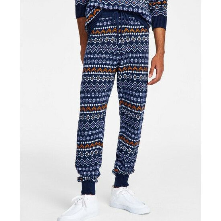 Men * | Deals Sun + Stone Men'S Regular-Fit Fair Isle Knit Joggers, Created For Macy'S