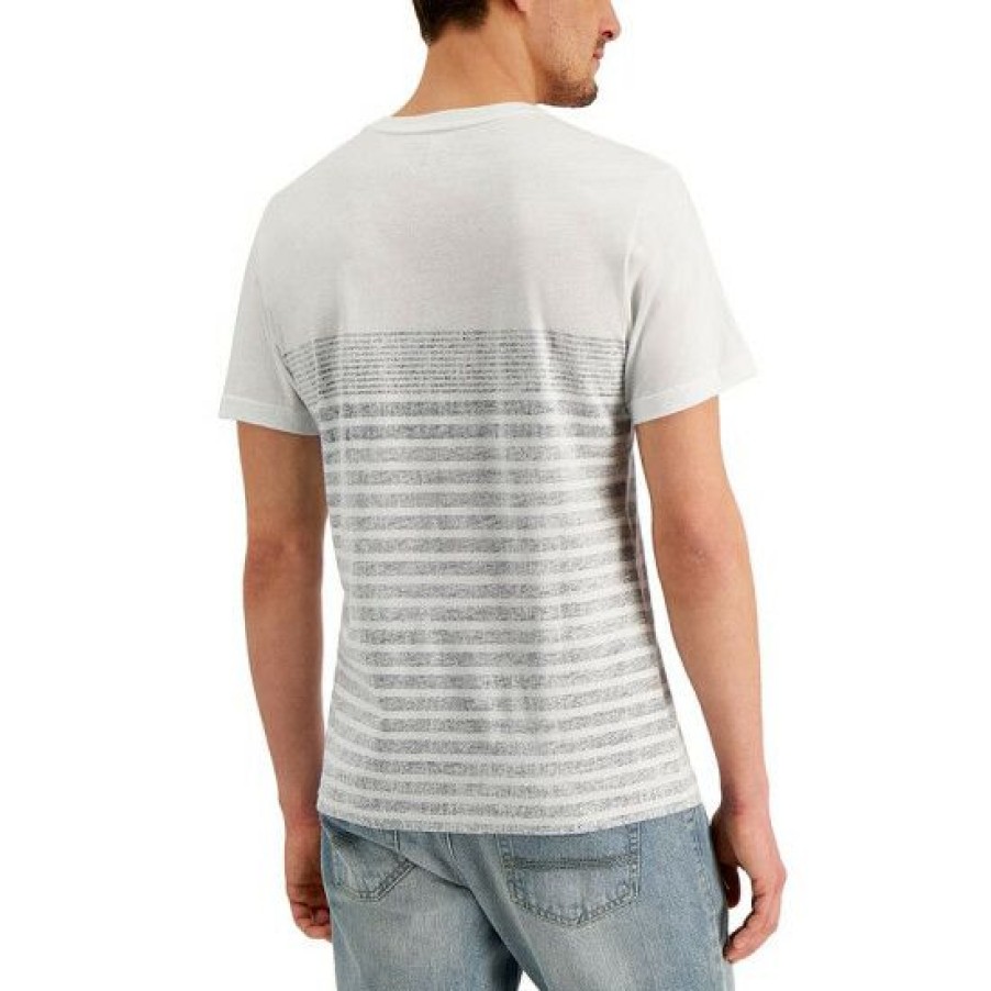 Men * | Best Reviews Of Sun + Stone Men'S Stripe T-Shirt, Created For Macy'S Bright White