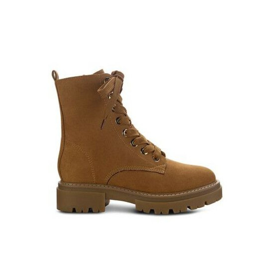 Shoes * | Deals Sun + Stone Tiiaa Lug Sole Combat Boots, Created For Macy'S Cognac