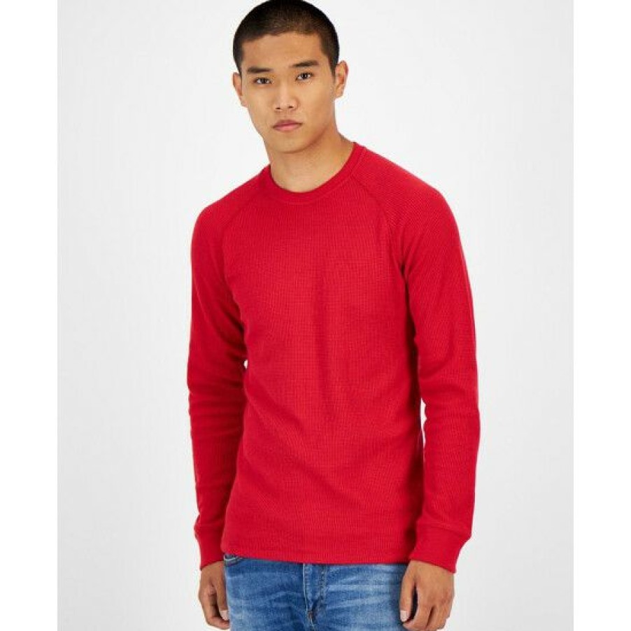 Men * | Cheapest Sun + Stone Men'S Thermal Waffle-Knit Long Sleeve Shirt, Created For Macy'S