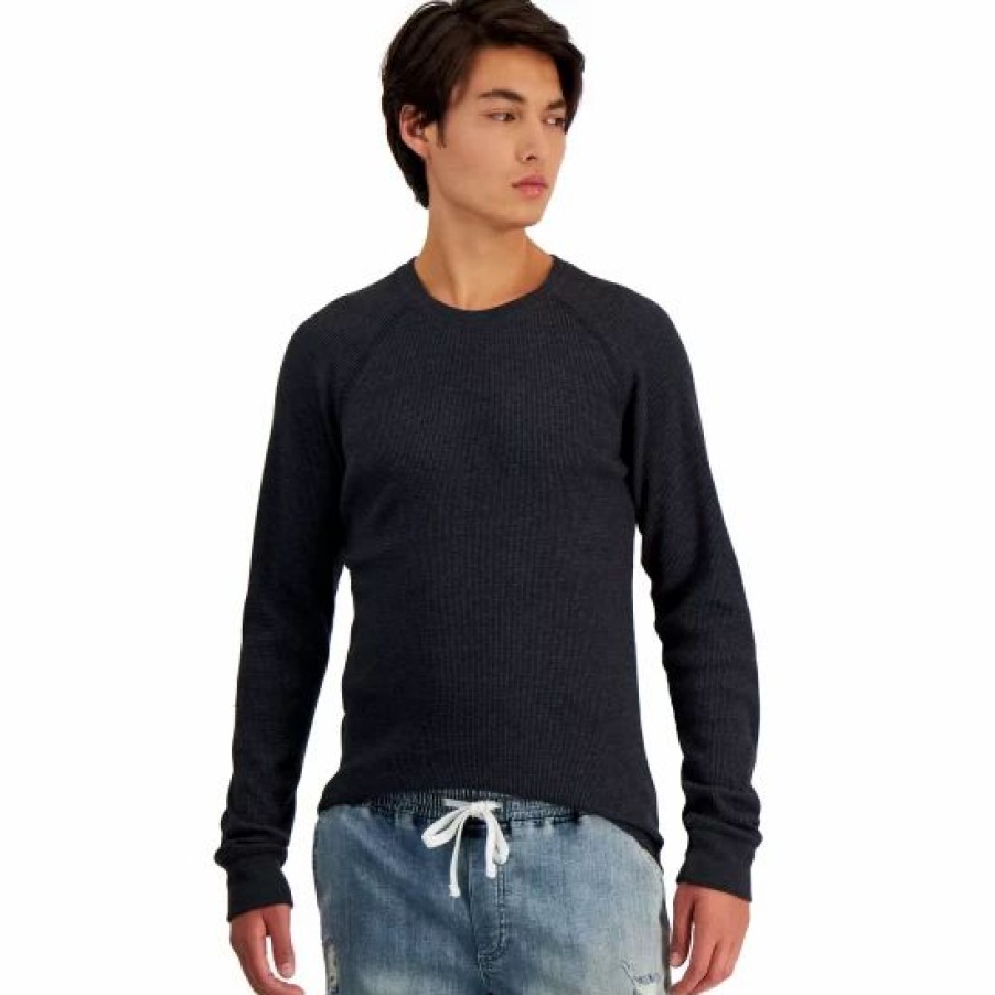 Men * | Cheapest Sun + Stone Men'S Thermal Waffle-Knit Long Sleeve Shirt, Created For Macy'S