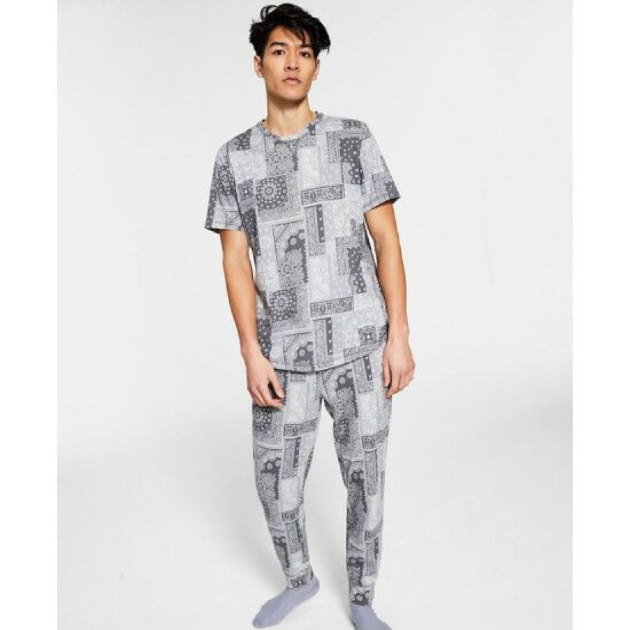 Men * | Discount Sun + Stone Men'S Paisley Jogger & Crew Pajama Set