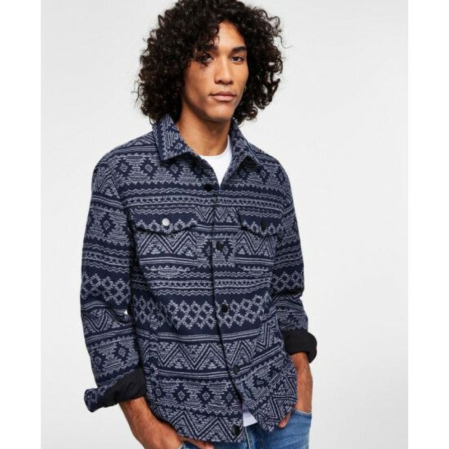 Men * | Wholesale Sun + Stone Men'S Jacquard Julian Jacket, Created For Macy'S Aztec Corral