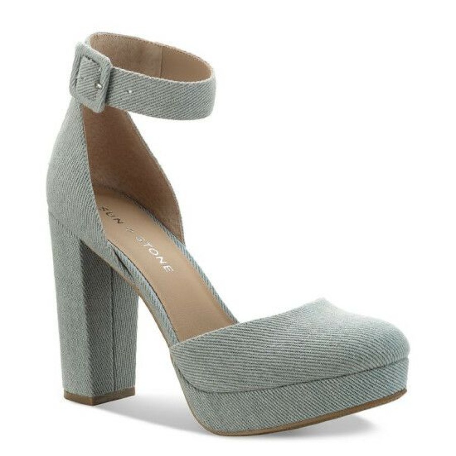 Shoes * | New Sun + Stone Estrella Block-Heel Pumps, Created For Macy'S Denim