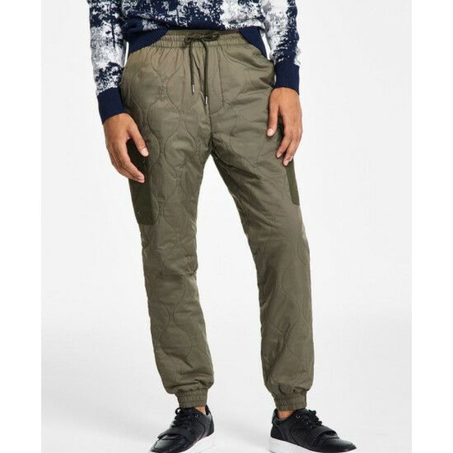 Men * | Best Sale Sun + Stone Men'S Craig Quilted Pants, Created For Macy'S Medium Green