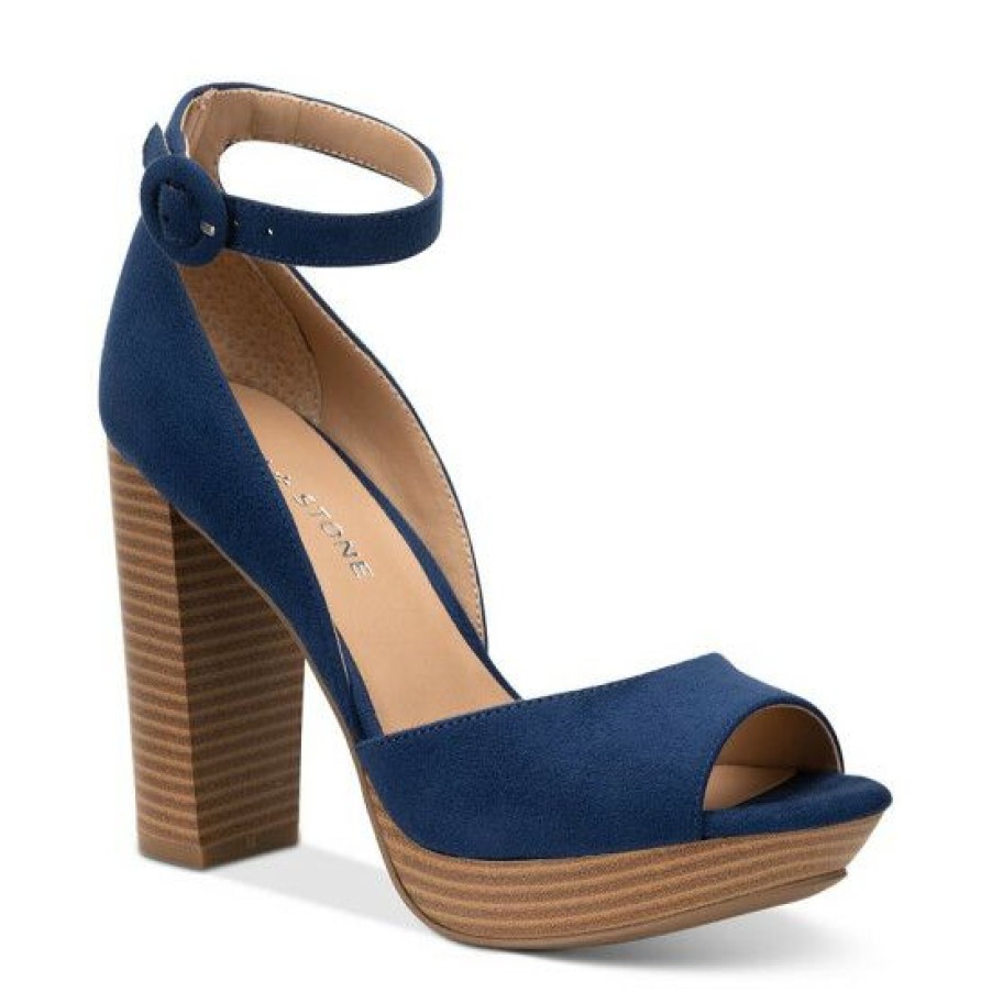 Shoes * | Best Reviews Of Sun + Stone Reeta Block-Heel Platform Sandals, Created For Macy'S Blue Stack