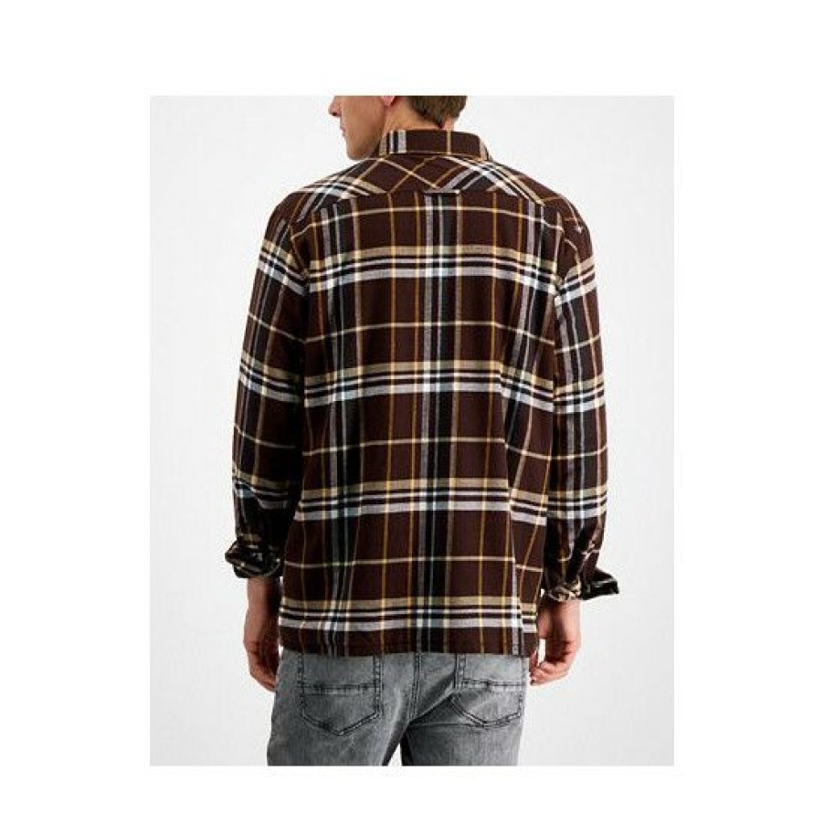 Men * | Coupon Sun + Stone Men'S Randy Flannel Shirt Jacket, Created For Macy'S Rich Chocolate