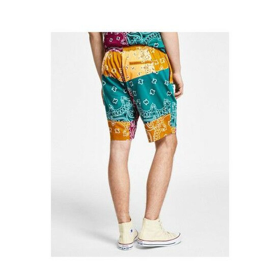 Men * | Hot Sale Sun + Stone Men'S Cillian Regular-Fit Bandana Patchwork-Print Drawstring Shorts, Created For Macy'S Combo D Dark Ci