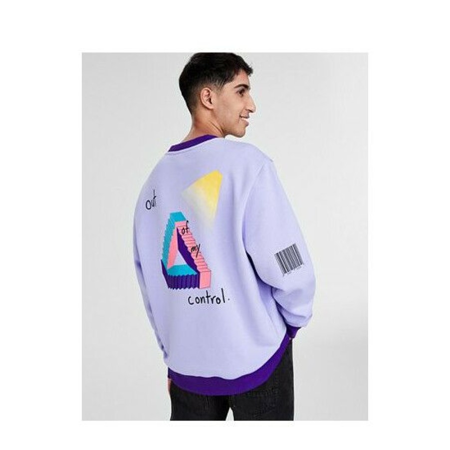 Men * | Flash Sale Sun + Stone Men'S Vivek Classic-Fit Printed Sweatshirt, Created For Macy'S Fresh Orchid