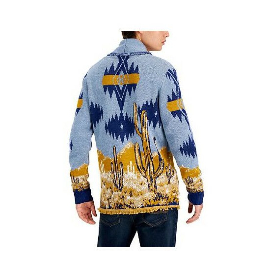 Men * | Deals Sun + Stone Men'S Birdseye Jacquard Cardigan, Created For Macy'S Mountain Spring