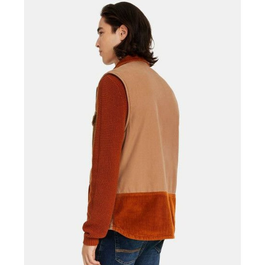 Men * | Cheap Sun + Stone Men'S Colorblocked Corduroy Vest, Created For Macy'S Khaki