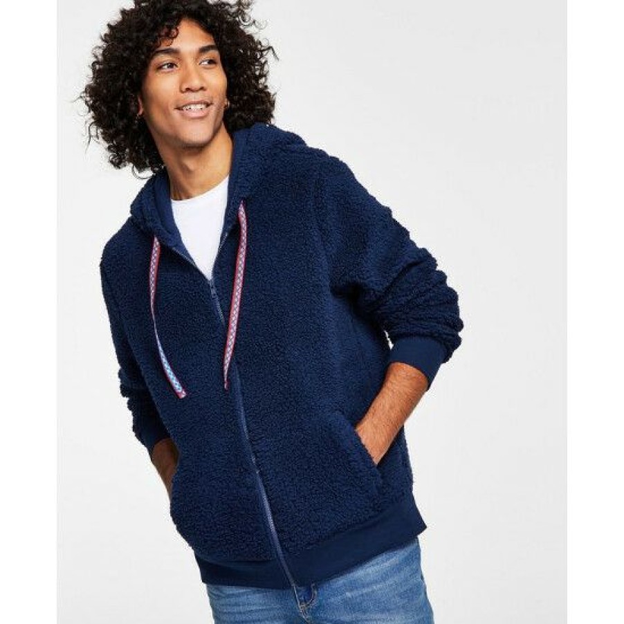 Men * | Budget Sun + Stone Men'S Regular-Fit Full-Zip Sherpa Hoodie, Created For Macy'S