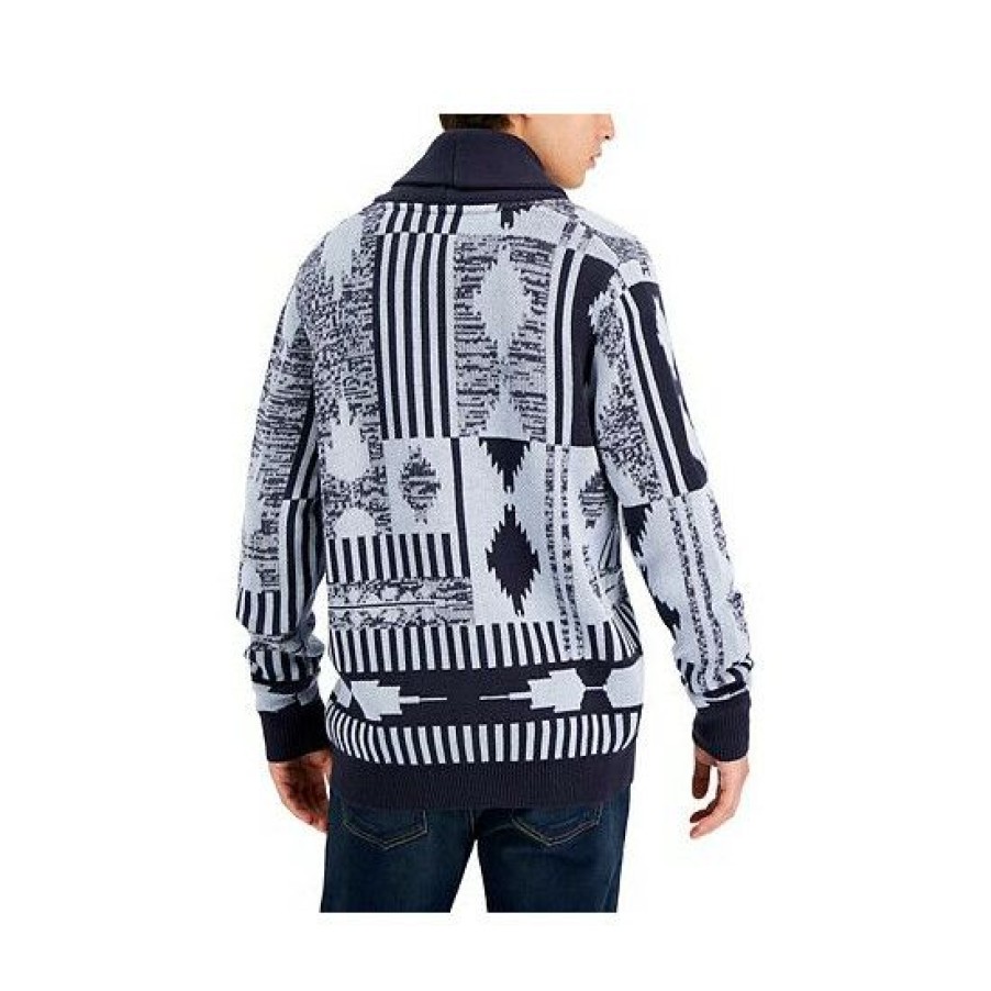 Men * | Buy Sun + Stone Men'S Southwest Geometric-Print Cardigan, Created For Macy'S Basic Navy