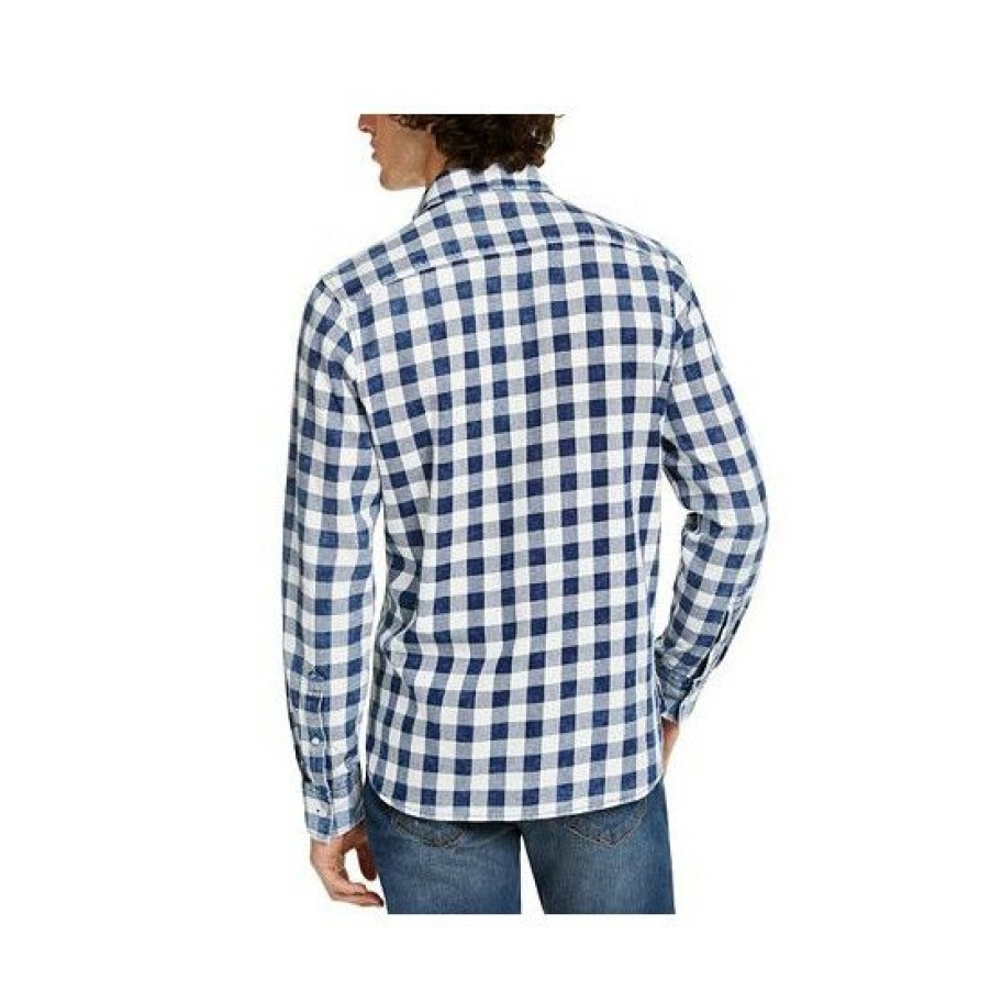 Men * | Best Deal Sun + Stone Men'S Washed Banarama Check Shirt, Created For Macy'S Washed Indigo