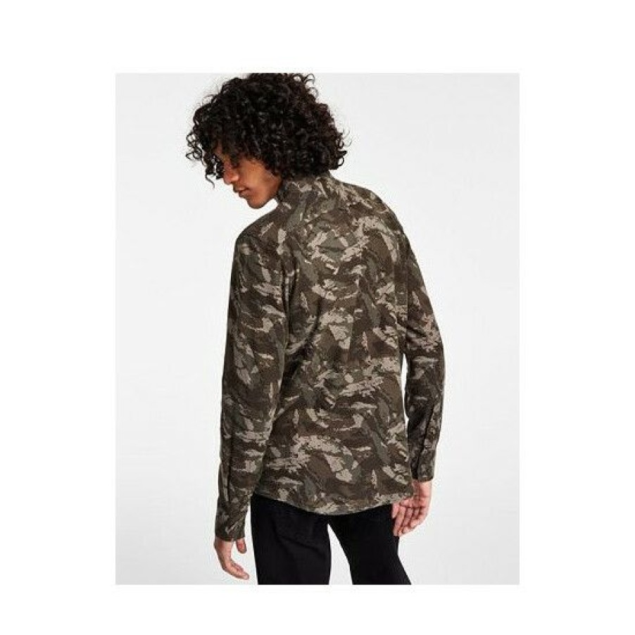 Men * | Discount Sun + Stone Men'S Leo Regular-Fit Camouflage Flannel Shirt, Created For Macy'S Weathered Brown