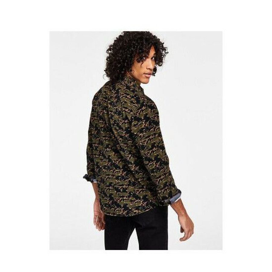 Men * | Flash Sale Sun + Stone Men'S Oliver Camo Print Long-Sleeve Corduroy Shirt, Created For Macy'S Green