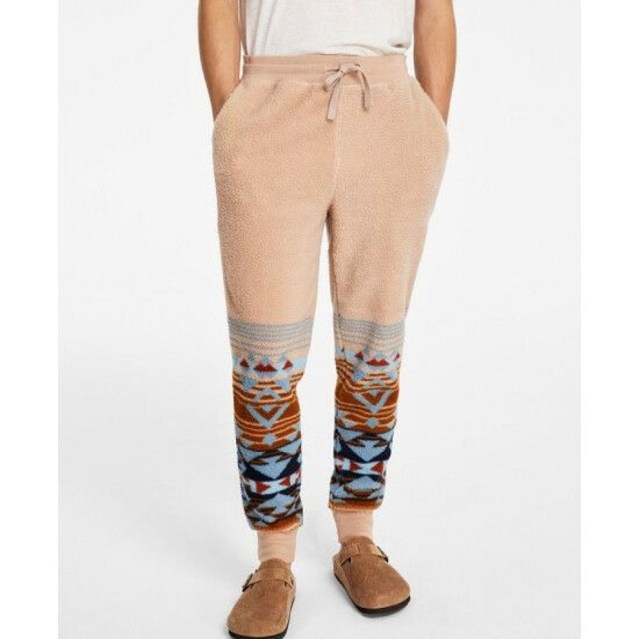 Men * | Promo Sun + Stone Men'S Geo-Print Fleece Joggers, Created For Macy'S Desert Snow