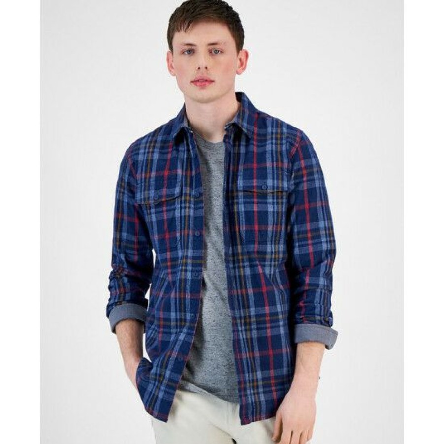 Men * | Discount Sun + Stone Men'S Mitchell Plaid Shirt, Created For Macy'S