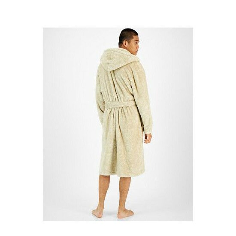 Men * | Flash Sale Sun + Stone Men'S Smiley Embroidered Hooded Fleece Robe, Created For Macy'S Tan