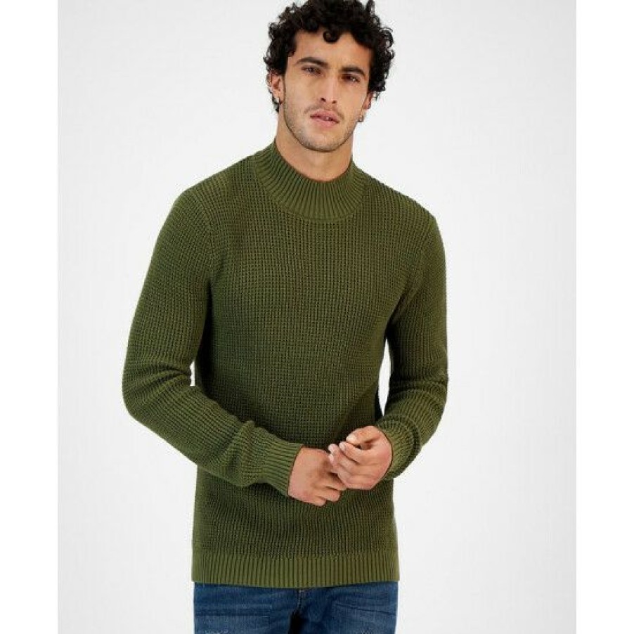 Men * | Flash Sale Sun + Stone Men'S Waffle Mock Neck Sweater, Created For Macy'S