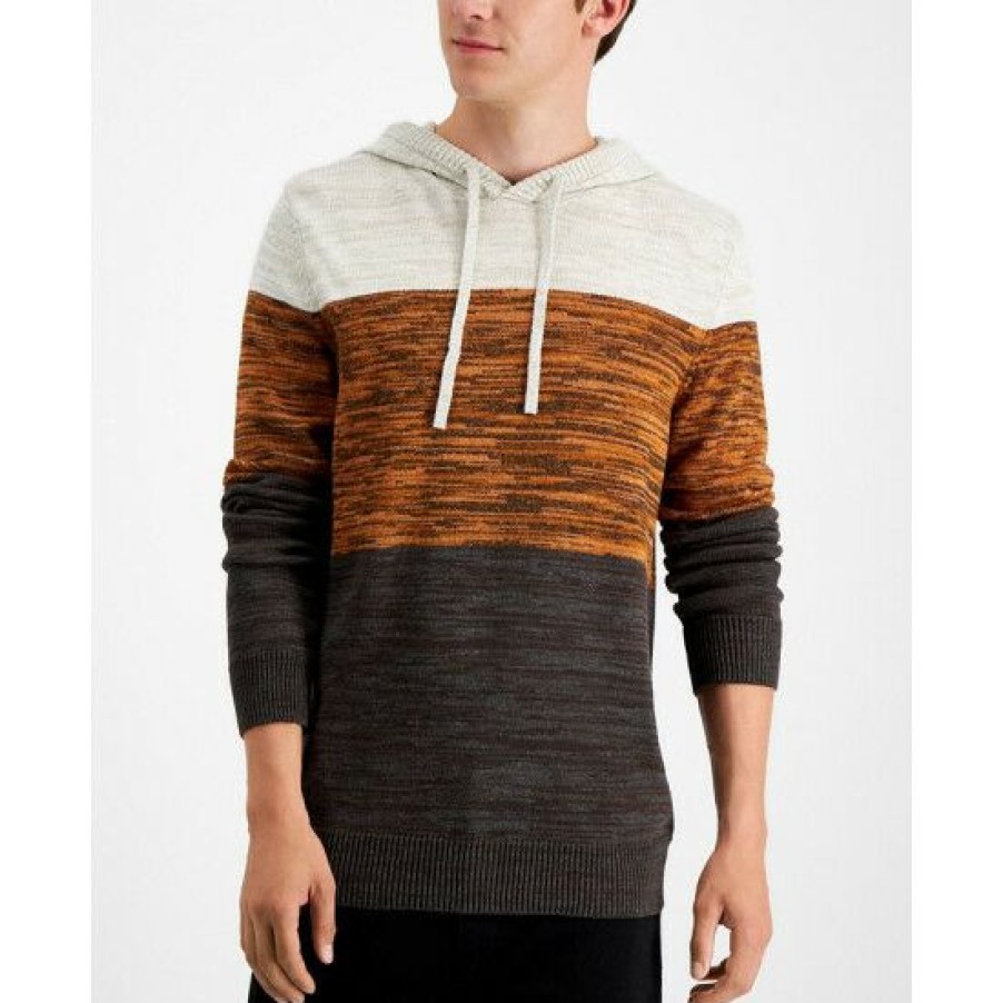 Men * | Hot Sale Sun + Stone Men'S Colorblocked Hooded Sweater, Created For Macy'S