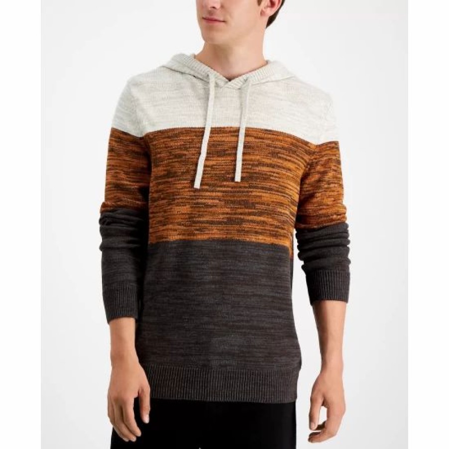 Men * | Hot Sale Sun + Stone Men'S Colorblocked Hooded Sweater, Created For Macy'S