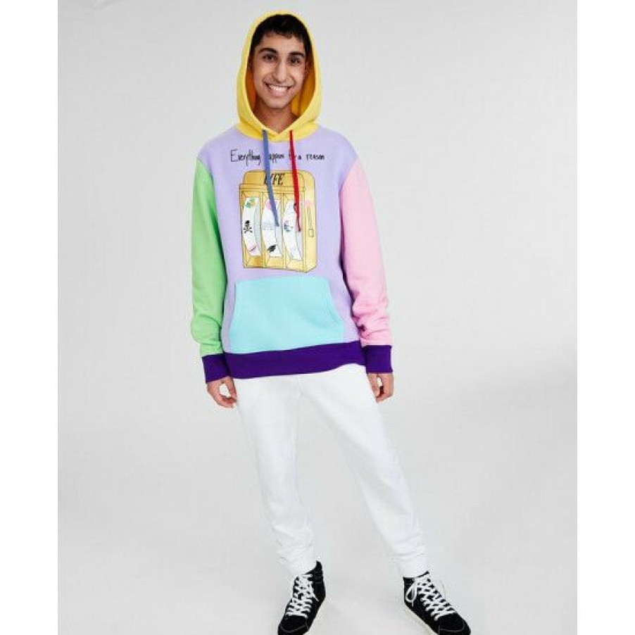 Men * | Discount Sun + Stone Men'S Vivek Classic-Fit Colorblocked Printed Hoodie, Created For Macy'S Fresh Orchid