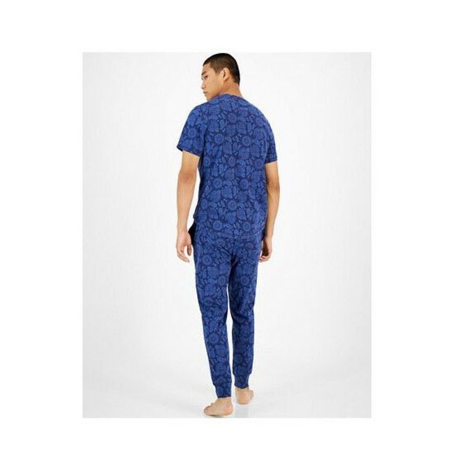 Men * | Best Sale Sun + Stone Men'S Bandana-Print Pajama T-Shirt, Created For Macy'S Navy Academy