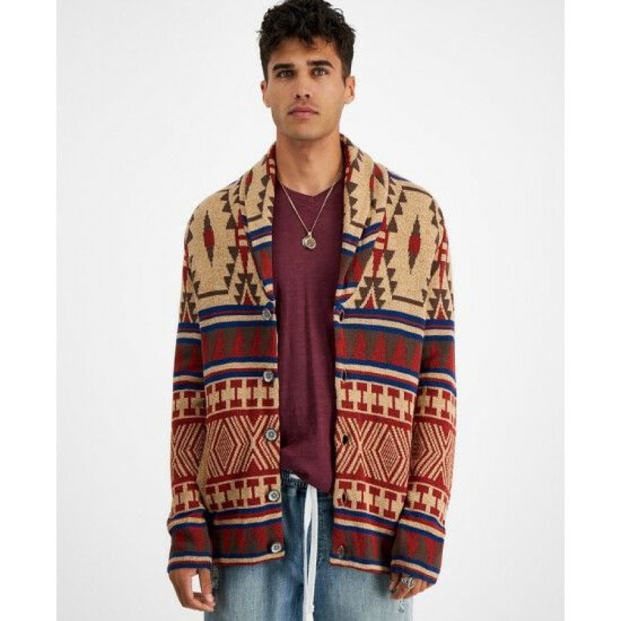 Men * | Cheapest Sun + Stone Men'S Pioneer Cardigan, Created For Macy'S Red Syrup