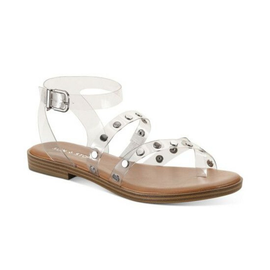 Shoes * | Cheapest Sun + Stone Studleyy Flat Sandals, Created For Macy'S Clear